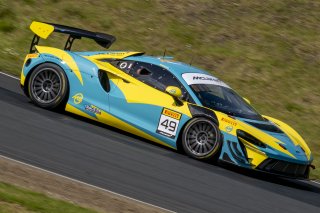 #49 McLaren Artura Trophy Evo of Stephen Sorbaro, OMS, McLaren Trophy America, Am, SRO America, Sonoma Raceway, Sonoma, CA, March 2025.
 | Brian Cleary/SRO