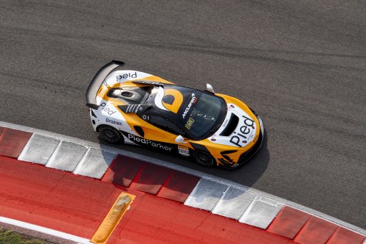 #919 McLaren Artura Trophy Evo of Cooper Broll and Tommy Pintos, Skip Barber Racing, McLaren Trophy America, Pro, SRO America, Circuit of the Americas, Austin, TX, April 2025.
 | Brian Cleary/SRO