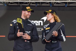 #43 McLaren Artura Trophy Evo of Alexandra Hainer and Jesse Lazare, Motorsports in Action, McLaren Trophy America, Pro-Am, SRO America, Circuit fo the Americas, Austin, TX, April 2025.
 | Brian Cleary/SRO