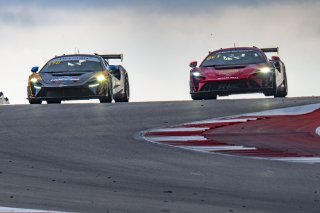 #52 McLaren Artura Trophy Evo of Jason Guzman and Chris Leichtweis, AeroB Motorsports powered by Skip Barber Racing, McLaren Trophy America, #74 McLaren Artura Trophy Evo of Casey Dennis and James Li, RWE Motorsport, Pro-Am, SRO America, Circuit fo the Am | Brian Cleary/SRO