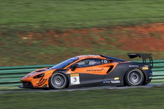 #3 McLaren Artura Trophy Evo of George Lawrence and Spencer Bucknum, Flying Lizards Motorsports, McLaren Trophy America, Pro-Am, SRO America, VIRginia International Raceway, alton, VA, July 2025.
 | Brian Cleary/SRO