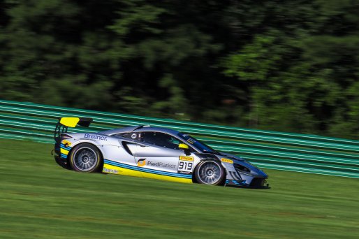 #919 McLaren Artura Trophy Evo of Cooper Broll and Tommy Pintos, Skip Barber Racing, McLaren Trophy America, Pro, SRO America, VIRginia International Raceway, alton, VA, July 2025.
 | Brian Cleary/SRO