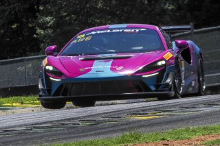 #18 McLaren Artura Trophy Evo of Brandon Kreutz and Canaan O'Connell, Flying Lizards Motorsports, McLaren Trophy America, SRO America, VIRginia International Raceway, alton, VA, July 2025.
 | Brian Cleary/SRO
