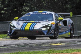 #919 McLaren Artura Trophy Evo of Cooper Broll and Tommy Pintos, Skip Barber Racing, McLaren Trophy America, Pro, SRO America, VIRginia International Raceway, alton, VA, July 2025.
 | Brian Cleary/SRO