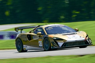 #43 McLaren Artura Trophy Evo of Alexandra Hainer and Jesse Lazare, Motorsports in Action, McLaren Trophy America, Pro-Am, SRO America, VIRginia International Raceway, alton, VA, July 2025.
 | Rick Houghton/SRO