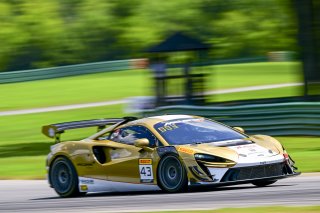#43 McLaren Artura Trophy Evo of Alexandra Hainer and Jesse Lazare, Motorsports in Action, McLaren Trophy America, Pro-Am, SRO America, VIRginia International Raceway, alton, VA, July 2025.
 | Rick Houghton/SRO
