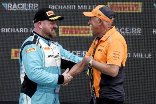 #18 McLaren Artura Trophy Evo of Brandon Kreutz and Canaan O'Connell, Flying Lizards Motorsports, McLaren Trophy America, SRO America, Road America, Elkhart Lake, WI, August 2025.
 | Brian Cleary/SRO