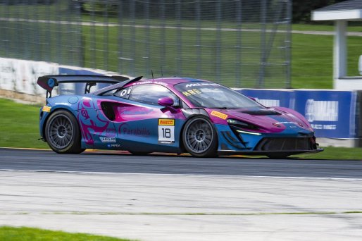 #18 McLaren Artura Trophy Evo of Brandon Kreutz and Canaan O'Connell, Flying Lizards Motorsports, McLaren Trophy America, SRO America, Road America, Elkhart Lake, WI, August 2025.
 | Brian Cleary/SRO