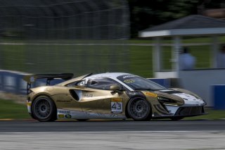 #43 McLaren Artura Trophy Evo of Alexandra Hainer and Jesse Lazare, Motorsports in Action, McLaren Trophy America, Pro-Am, SRO America, Road America, Elkhart Lake, WI, August 2025.
 | Brian Cleary/SRO