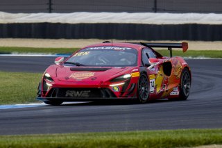 #74 McLaren Artura Trophy Evo of Casey Dennis and James Li, RWE Motorsport, McLaren Trophy America, Pro-Am, SRO America, Indianapolis Motor Speedway, Sonoma, CA, March 2025.
 | Brian Cleary/SRO