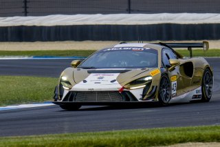 #43 McLaren Artura Trophy Evo of Alexandra Hainer and Jesse Lazare, Motorsports in Action, McLaren Trophy America, Pro-Am, SRO America, Indianapolis Motor Speedway, Sonoma, CA, March 2025.
 | Brian Cleary/SRO