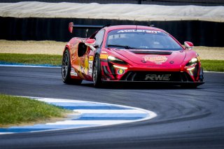 #74 McLaren Artura Trophy Evo of Casey Dennis and James Li, RWE Motorsport, McLaren Trophy America, Pro-Am, SRO America, Indianapolis Motor Speedway, Sonoma, CA, March 2025.
 | Brian Cleary/SRO