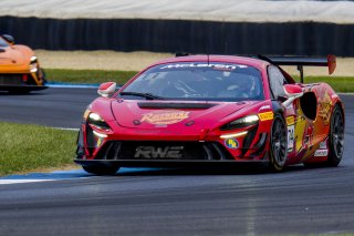 #74 McLaren Artura Trophy Evo of Casey Dennis and James Li, RWE Motorsport, McLaren Trophy America, Pro-Am, SRO America, Indianapolis Motor Speedway, Sonoma, CA, March 2025.
 | Brian Cleary/SRO