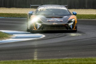 #56 McLaren Artura Trophy Evo of Robby Stockard and Bob Stockard, Hooper Street Racing, McLaren Trophy America, Am, SRO America, Indianapolis Motor Speedway, Sonoma, CA, March 2025.
 | Brian Cleary/SRO