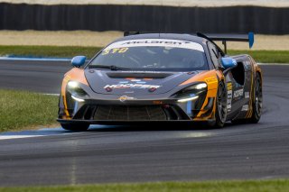 #56 McLaren Artura Trophy Evo of Robby Stockard and Bob Stockard, Hooper Street Racing, McLaren Trophy America, Am, SRO America, Indianapolis Motor Speedway, Sonoma, CA, March 2025.
 | Brian Cleary/SRO