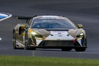 #43 McLaren Artura Trophy Evo of Alexandra Hainer and Jesse Lazare, Motorsports in Action, McLaren Trophy America, Pro-Am, SRO America, Indianapolis Motor Speedway, Sonoma, CA, March 2025.
 | Brian Cleary/SRO