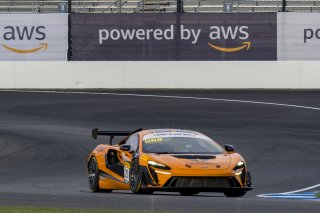 #21 McLaren Artura Trophy Evo of Colin Harrison, TechSport, McLaren Trophy America, Am, SRO America, Indianapolis Motor Speedway, Sonoma, CA, March 2025.
 | Brian Cleary/SRO