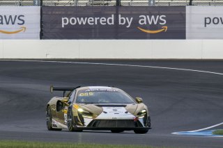 #43 McLaren Artura Trophy Evo of Alexandra Hainer and Jesse Lazare, Motorsports in Action, McLaren Trophy America, Pro-Am, SRO America, Indianapolis Motor Speedway, Sonoma, CA, March 2025.
 | Brian Cleary/SRO
