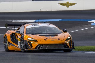 #21 McLaren Artura Trophy Evo of Colin Harrison, TechSport, McLaren Trophy America, Am, SRO America, Indianapolis Motor Speedway, Sonoma, CA, March 2025.
 | Brian Cleary/SRO