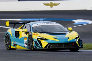 #49 McLaren Artura Trophy Evo of Stephen Sorbaro, OMS, McLaren Trophy America, Am, SRO America, Indianapolis Motor Speedway, Sonoma, CA, March 2025.
 | Brian Cleary/SRO