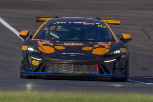 #52 McLaren Artura Trophy Evo of Jason Guzman and Chris Leichtweis, AeroB Motorsports powered by Skip Barber Racing, McLaren Trophy America, SRO America, Indianapolis Motor Speedway, Sonoma, CA, March 2025.
 | Brian Cleary/SRO