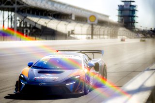 #56 McLaren Artura Trophy Evo of Robby Stockard and Bob Stockard, Hooper Street Racing, McLaren Trophy America, Am, SRO America, Indianapolis Motor Speedway, Sonoma, CA, March 2025.
 | Brian Cleary/SRO