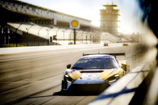 #43 McLaren Artura Trophy Evo of Alexandra Hainer and Jesse Lazare, Motorsports in Action, McLaren Trophy America, Pro-Am, SRO America, Indianapolis Motor Speedway, Sonoma, CA, March 2025.
 | Brian Cleary/SRO