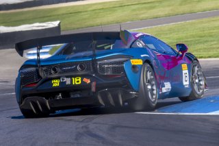 #18 McLaren Artura Trophy Evo of Brandon Kreutz and Canaan O'Connell, Flying Lizards Motorsports, McLaren Trophy America, SRO America, Indianapolis Motor Speedway, Sonoma, CA, March 2025.
 | Brian Cleary/SRO