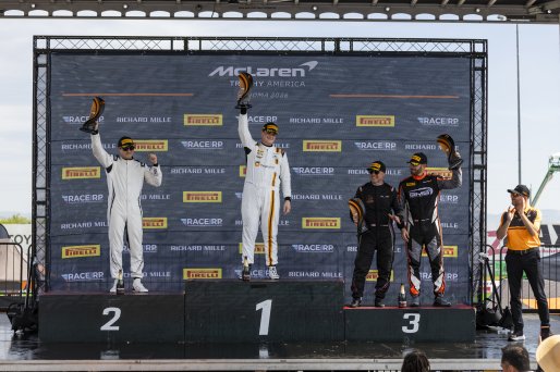 #100 McLaren Artura Trophy Evo of Cooper Broll, Forte Racing, McLaren Trophy, Am, SRO America, Sonoma Raceway, Sonoma, CA, Mar 27 - 29, 2026, #15 McLaren Artura Trophy Evo of Fabio Grecco, OMS, #5 McLaren Artura Trophy Evo of Deniz Teoman and Jeff Cook, G | Fabian Lagunas&copy;2026