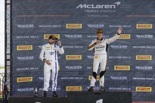 #7 McLaren Artura Trophy Evo of Randy Highland and John Capestro-Dubets, GMG Racing, McLaren Trophy, Pro-Am, SRO America, Sonoma Raceway, Sonoma, CA, Mar 27 - 29, 2026, #53 McLaren Artura Trophy Evo of Neil Langberg and Kevin Madsen, Relapsing Polychondri | Fabian Lagunas&copy;2026